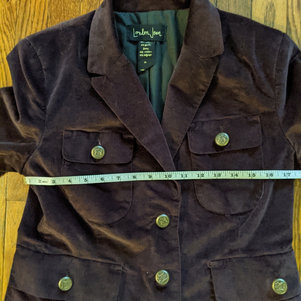 EUC London Jean purple velveteen blazer with gold buttons - Picture 3 of 9